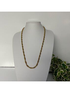 Vintage Gold Tone Rope Chain Necklace Classic Minimalist 30 inch